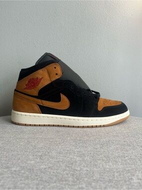 Nike Air Jordan 1 Mid SE Black Flax Varsity Red Men's Shoe Size 10 HV4091-002